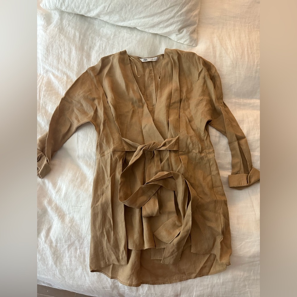Never worn Zara linen tunic wrap size small